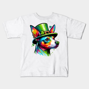 Rat Terrier Celebrates Saint Patrick's Day in Style Kids T-Shirt